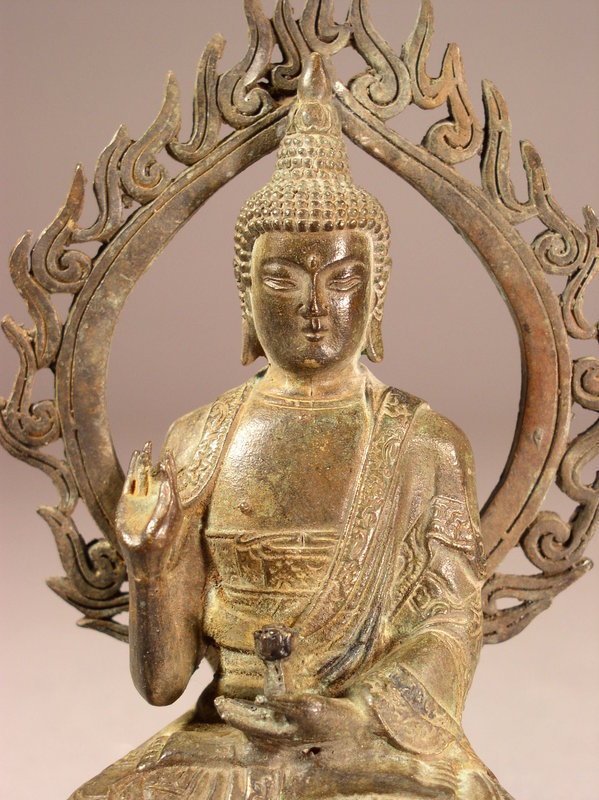 Chinese bronze seated figure of Sakyamuni