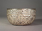 Burmese silver repousse alms bowl