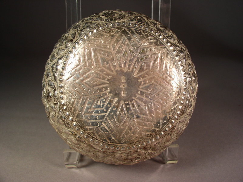 Burmese silver repousse alms bowl