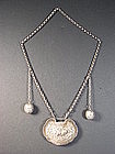 Chinese silver necklace with lock pendant