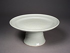 Chinese Jingdezhen white glazed porcelain footed dish