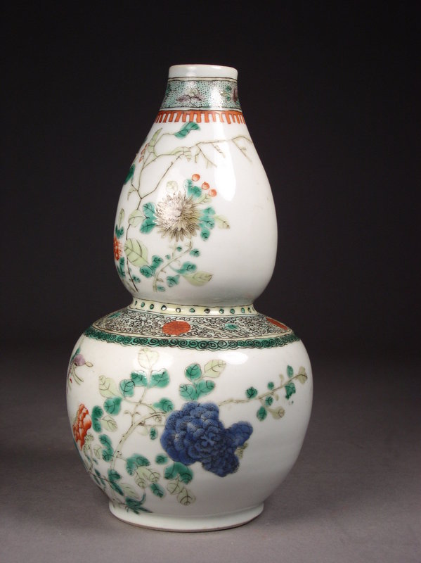 Chinese famille verte porcelain vases (pair)