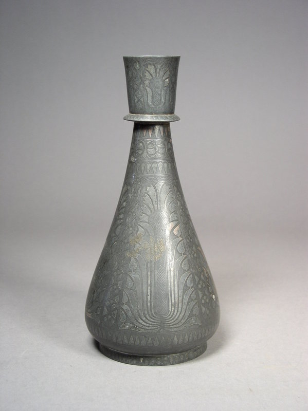 Indian silver on pewter Bidriware vase