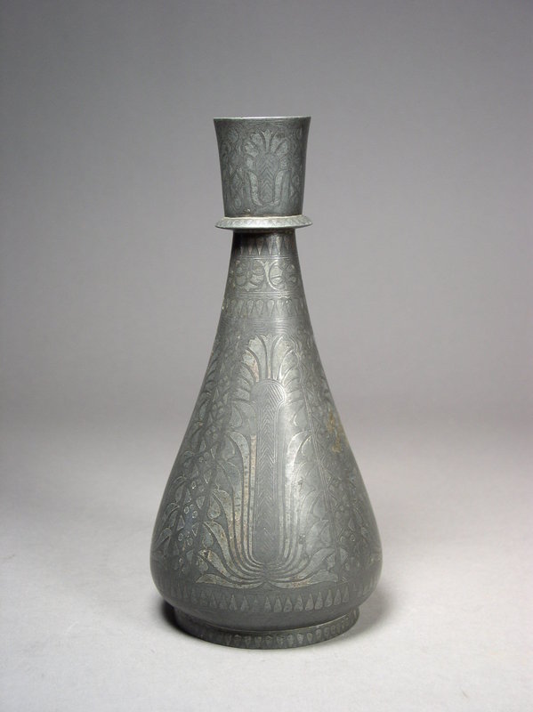 Indian silver on pewter Bidriware vase