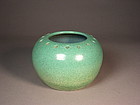 Chinese porcelain green souffle glazed jar