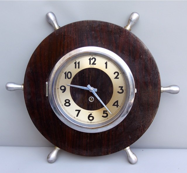 Vintage French Bayard 8 Day Clock - Ship's Wheel