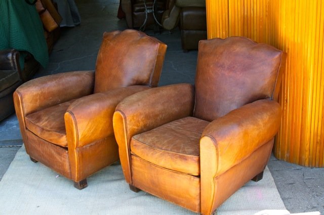 Vintage French Leather Club Chairs, French Leather Club Chair