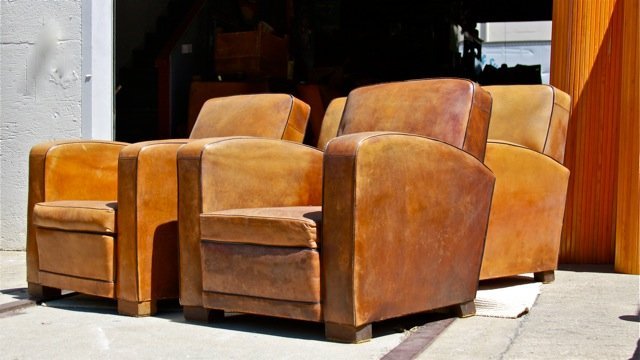 French Leather Club Chairs and Couch - Spar Nation Set