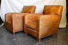 Liseaux Lounge French Square Back Leather Club Chairs