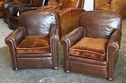 Chocolate Deco French leather Club Chairs