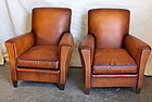 Fountainbleu Flair French Leather Club Chair pair