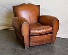 Vintage French Leather Club Chair St. Michel Mustache
