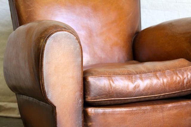 Vintage French Leather Club Chair St. Michel Mustache