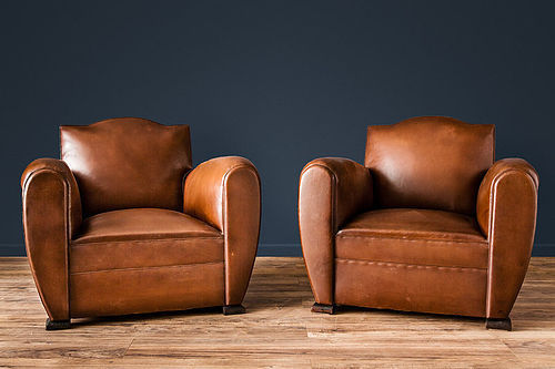 Gendarme Le Havre French leather Club chairs (SOLD)