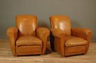 Trocadero Slope Cognac Pair Vintage French Club chairs