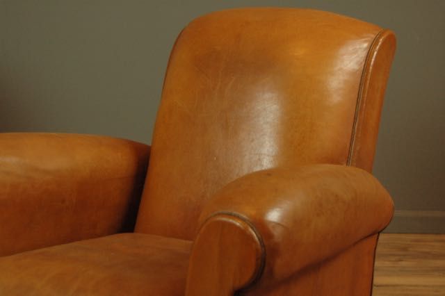 Trocadero Slope Cognac Pair Vintage French Club chairs