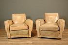 Liseaux Sand Library Pair Vintage French club chairs