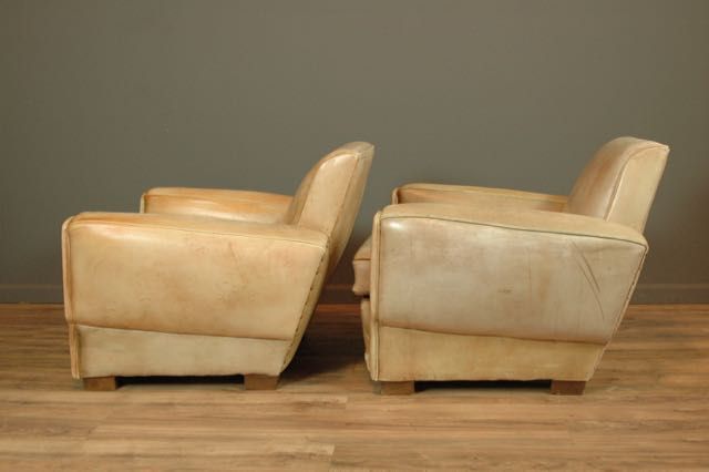 Liseaux Sand Library Pair Vintage French club chairs