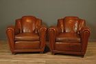 Chatou Great Lounge Dark Cognac Vintage French club chairs