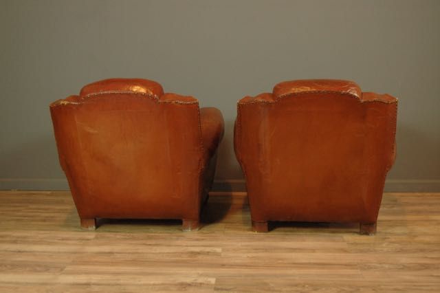 Chatou Great Lounge Dark Cognac Vintage French club chairs