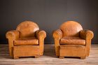 Bern Cinema Clair Pair of French leather Club chairs