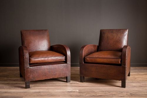 Brest Square pair Vintage Frenc Club chairs