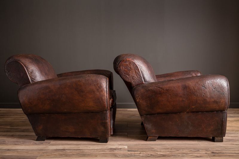 BiarritzChocolate Rollback Pair of French Club Chairs