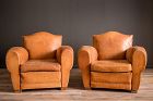 Giverny Gendarme light caramel pair French club chairs SOLD