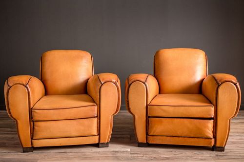 Rambouillet Rollback pair French Club chairs SOLD