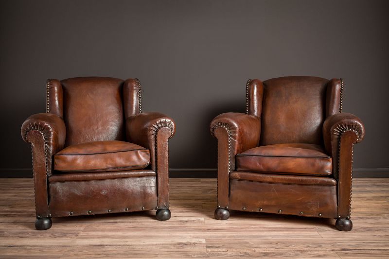 Leather French Club Chairs, Club Chair Leather
