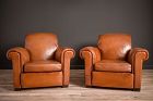 La Ministre Rollback Lounge Pair of Leather French Club Chairs