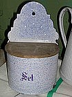 French Enamelware Salt Box Blue Splatter