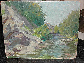 Beautiful French Scenic Oil Painting 1933