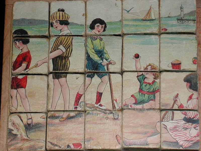 Antique French Picture Puzzle Blocks 1920's