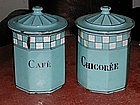 French Enamelware Octagonal Canisters Blue & White