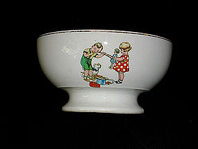 Charming French Cafe au Lait Bowl with Children