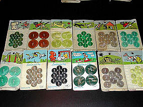 Vintage French Buttons Original Cards w/Fable Animals