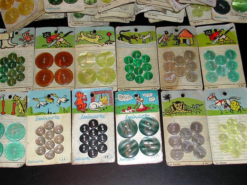 Vintage French Buttons Original Cards w/Fable Animals