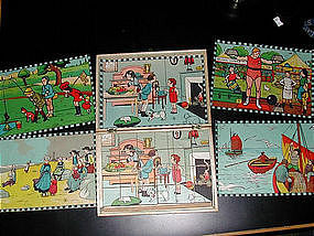 Antique French Picture Puzzle Blocks 1920's-30's