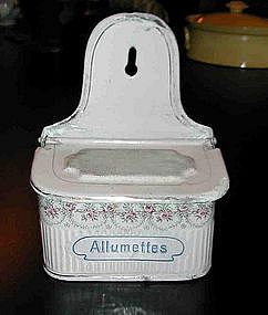 Vintage French Enamelware Allumettes Match Box Roses