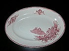 Vintage French Red Transferware Oval Platter Angels