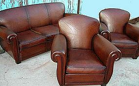 Vintage French Club Chair Couch Set  - Pascal Salon