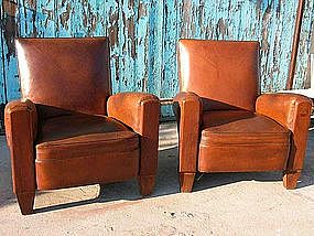 Vintage French Club Chairs - Baby Square Pair