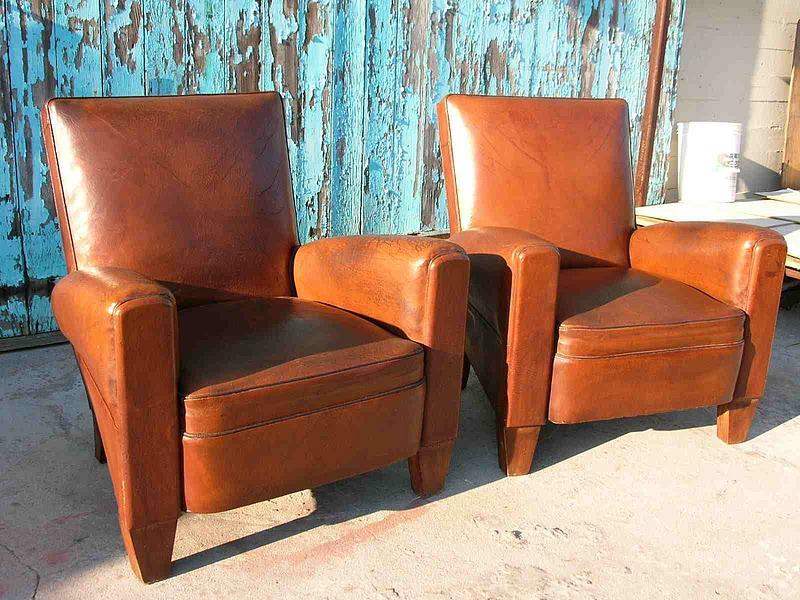 Vintage French Club Chairs - Baby Square Pair
