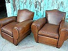 Refurbished French Leather Club Chairs - Bamba Gendarme