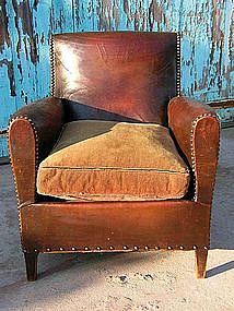 Vintage French Leather Club Chair - KT Nailed Orphan