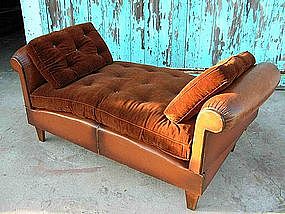 Vintage French Leather Club Chair Day Bed