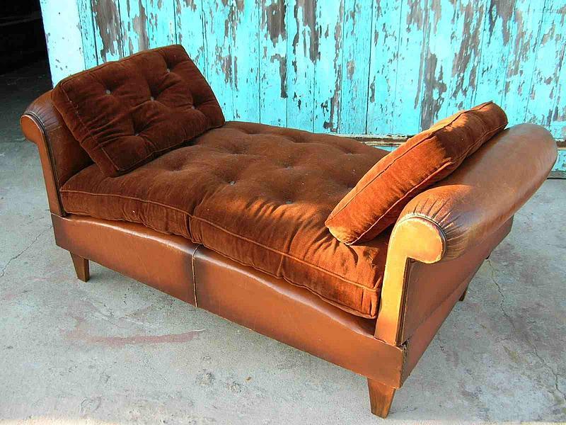 Vintage French Leather Club Chair Day, Leather Day Beds