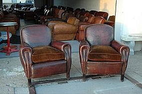 Vintage French Club Chairs Benoit Sweet Nail Pair