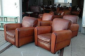 French Leather Club Chairs 4 Place des Vosges Rollbacks